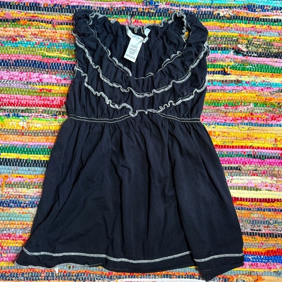 Vintage Y2K Max Studio Black Ruffle Trim Top – Size M - Picture 1 of 3